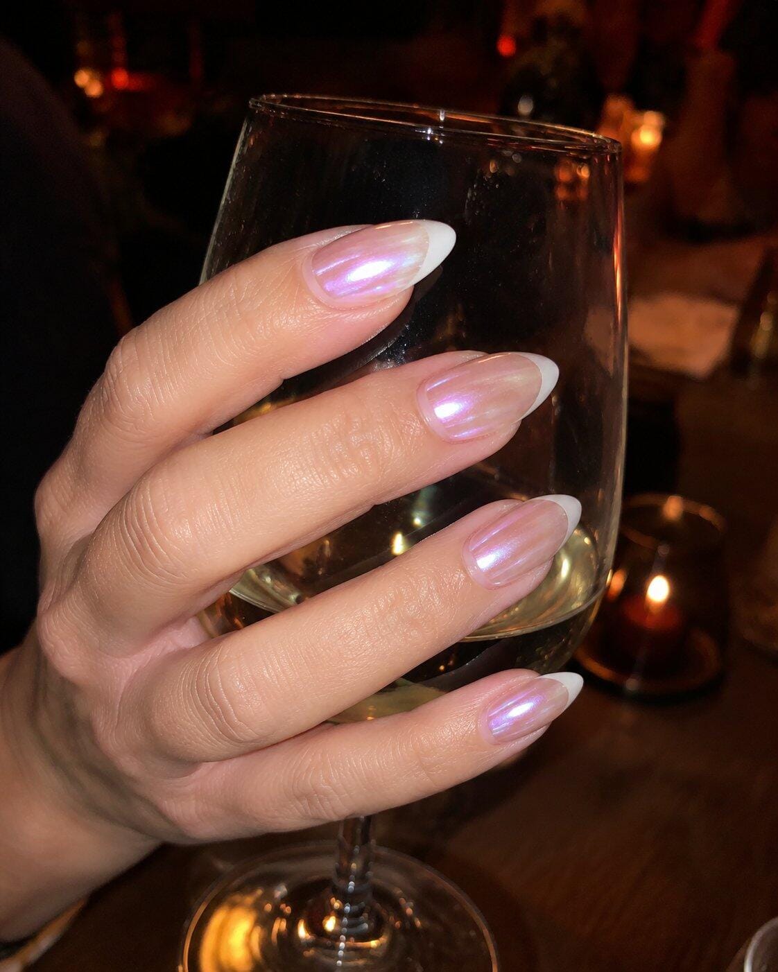 Customer photo review of Chrome French | Medium-Long Almond