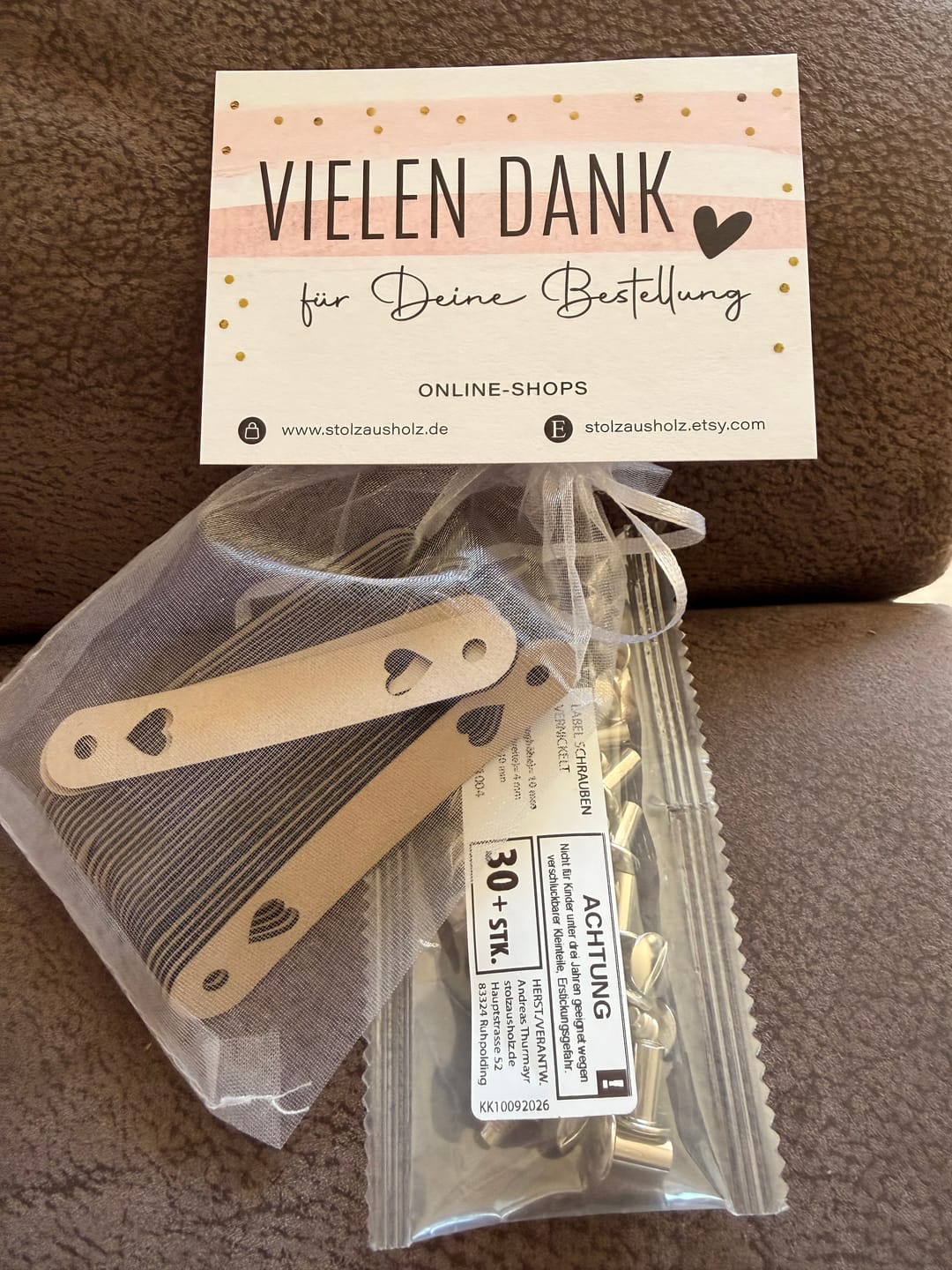 Customer photo review of Label Set mit Herz Ausschnitt - Häkelkorb Label - aus Kunstleder