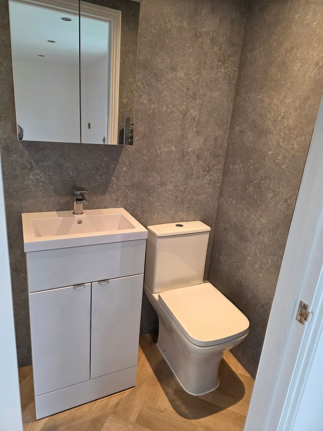 Customer photo review of Premium Grey Concrete Matt Shower Wall Panel - 1M x 2.4M