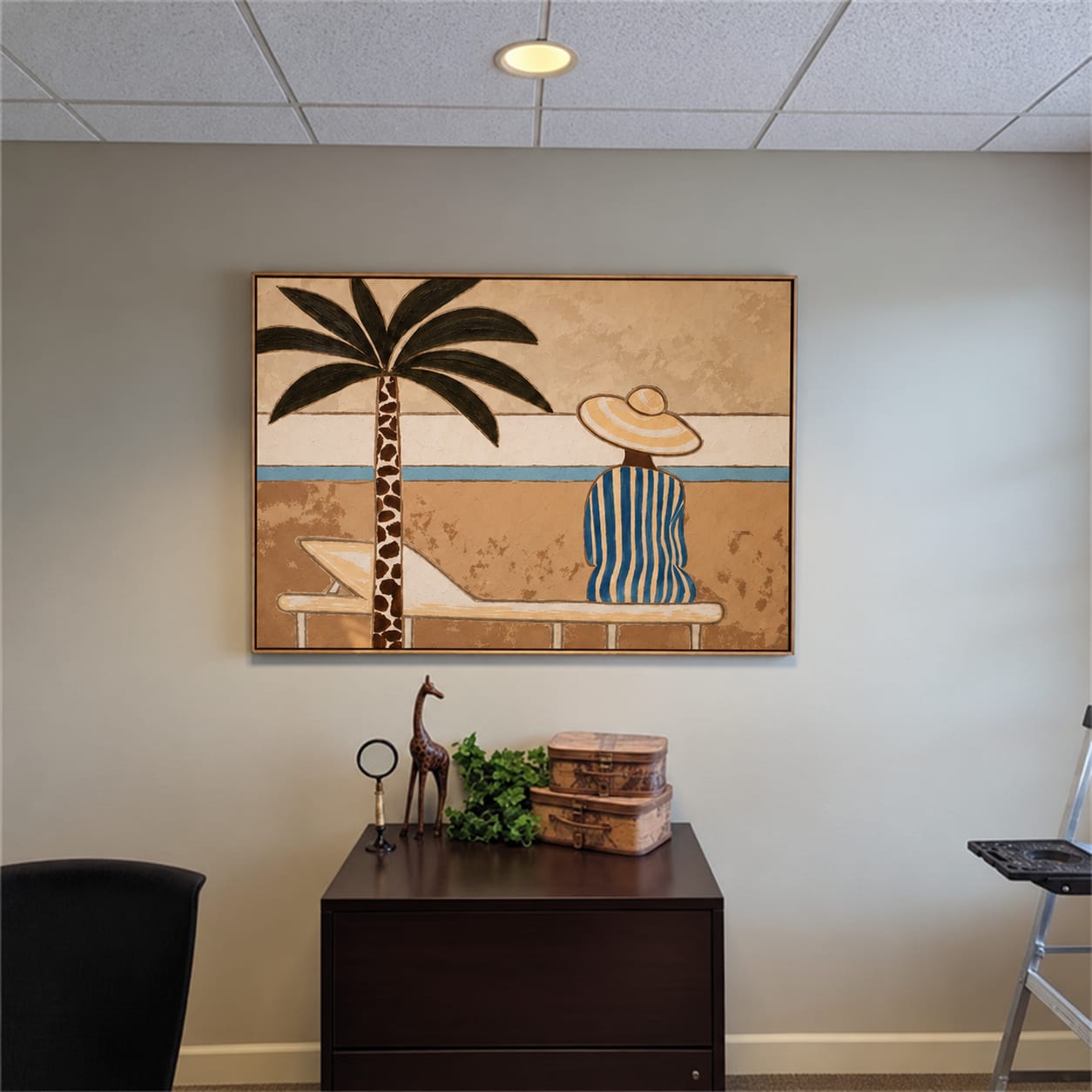 Customer photo review of Seaside Pause-Striped Woman Beach Painting