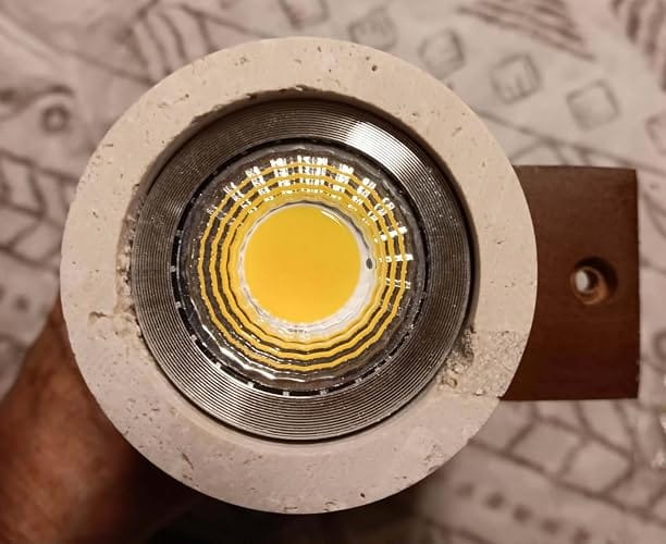 Customer photo review of Travertine Wall Sconce | Natural Stone Cylinder, Up and Down Light | 11 or 12.6 in Modern Japandi Wall Light