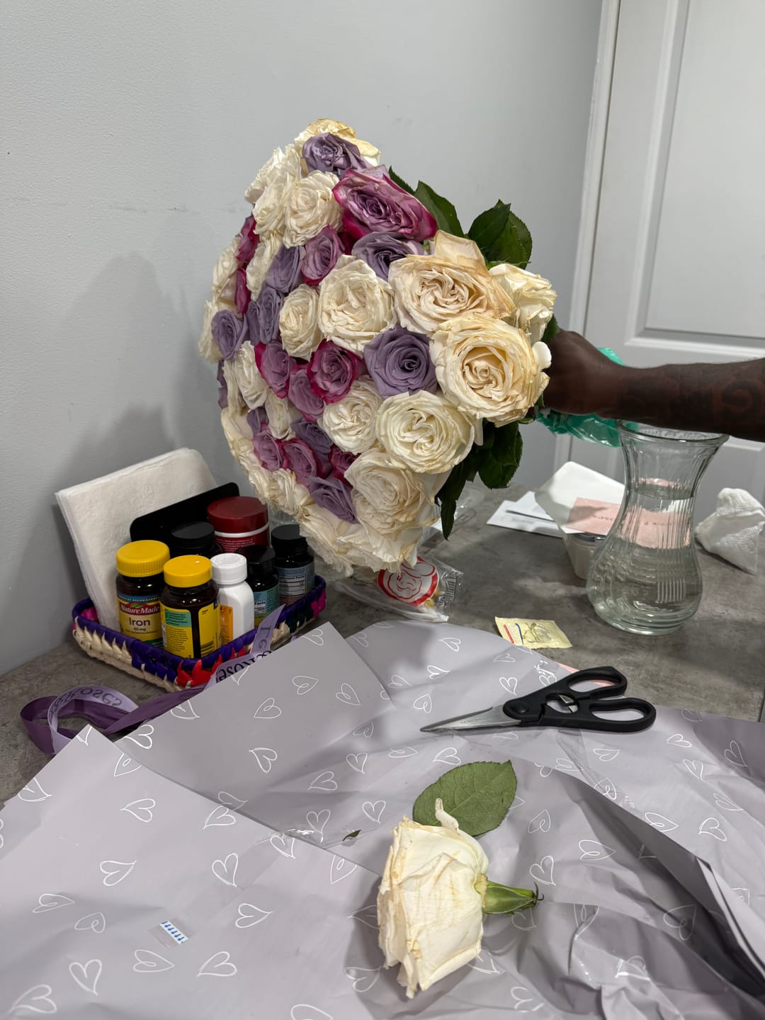 Customer photo review of Purple Tones Rose Bouquet