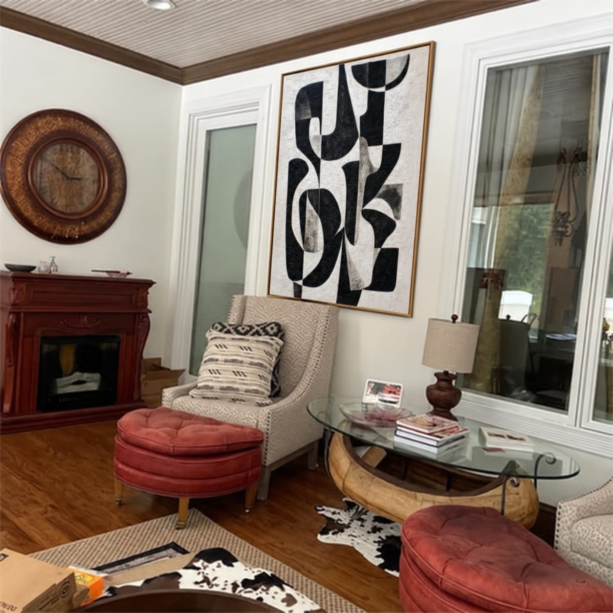 Customer photo review of Graphic Rhythm-Black White Abstract Painting