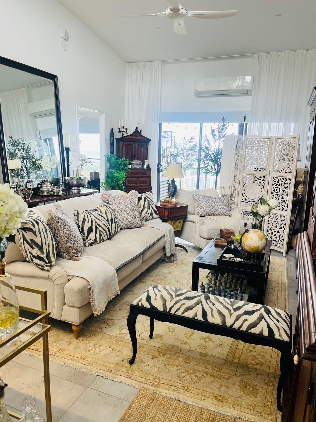 Customer photo review of Camel and Black Motif Cushion Cover 50x50cm