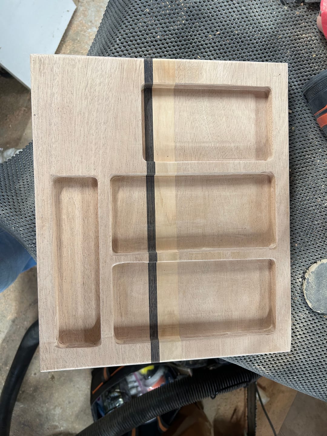 Customer photo review of 11.75x9.0" Three Pocket EDC Tray 24 Acrylic Router Template
