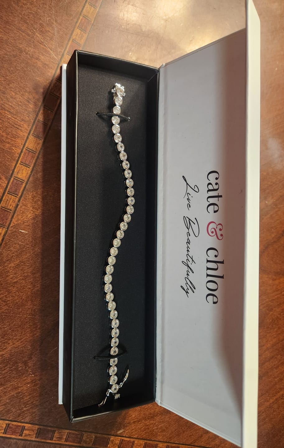 Customer photo review of Joelle 18k White Gold Plated Tennis Bracelet with Simulated Diamond Crystals