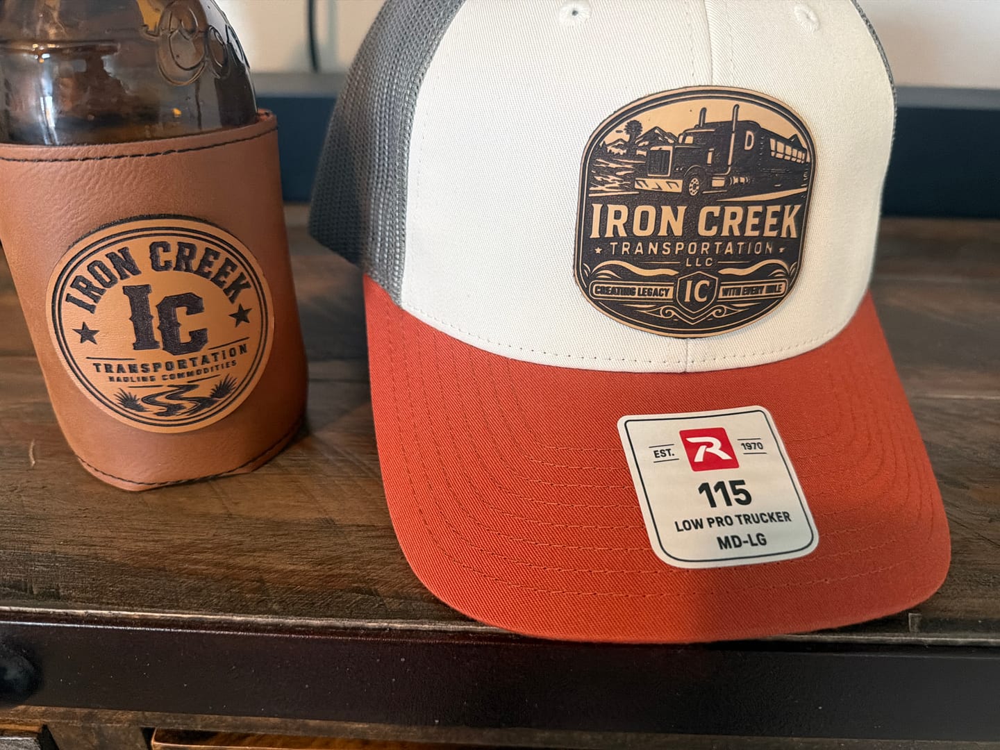 Customer photo review of Custom Leather Patch Koozies