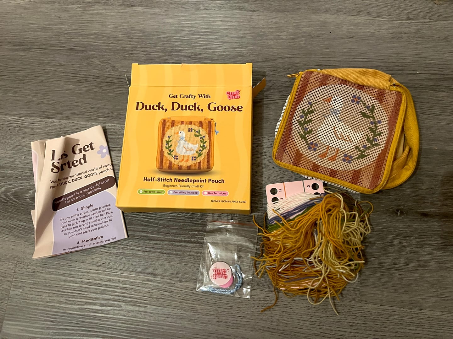 Customer photo review of Duck, Duck, Goose - Needlepoint Pouch Kit