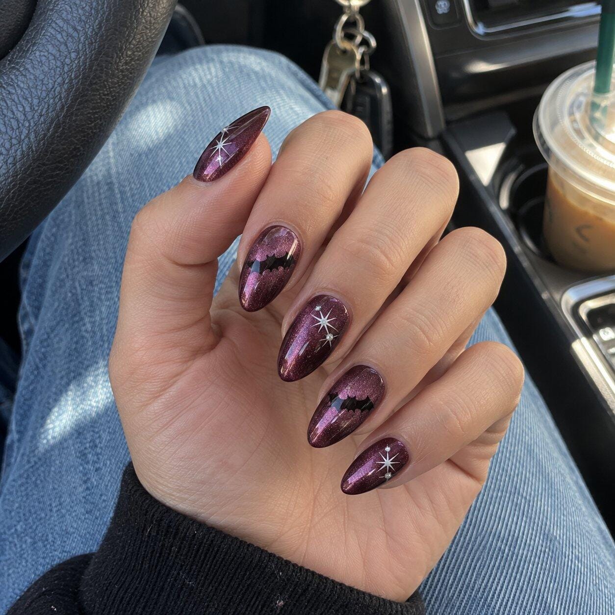 Customer photo review of Purple Bat Glam | Medium-Long Almond