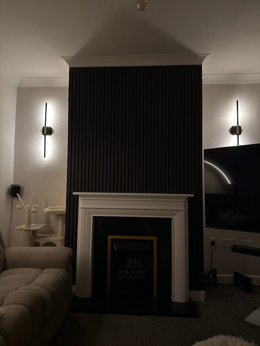 Customer photo review of Acoustic Slat Wall Panels Wooden Decorative Wall Panels Black Oak Premium 2.4m x 0.6m
