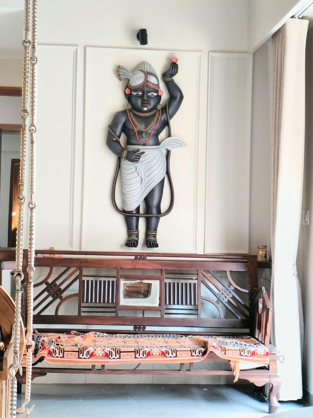 Customer photo review of Shrinathji Wall Mural 4x2ft | Bal Krishna Govardhan Pose Sculpture for Home & Temple