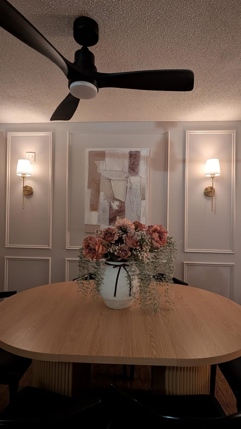 Customer photo review of Fabric Shade Wall Sconces, Set of 2 | Rechargeable LED Bulbs with Remote | Stick-On or Screw Mount, 3 Finishes