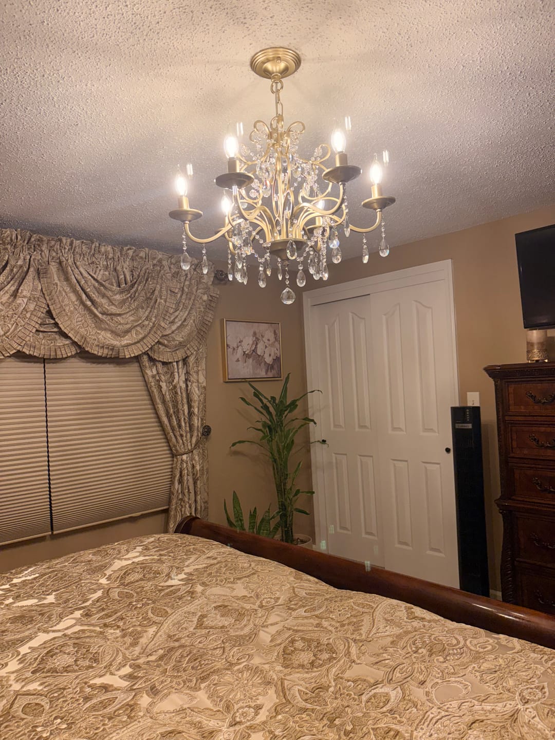 Customer photo review of French Crystal Teardrop Candlestick Champagne Chandelier