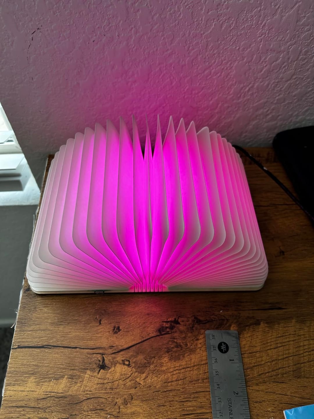 Customer photo review of Foldable Book Lamp | 360° Portable LED Table Light in Wood | USB Rechargeable, 3 Modes, 8-Hour Battery