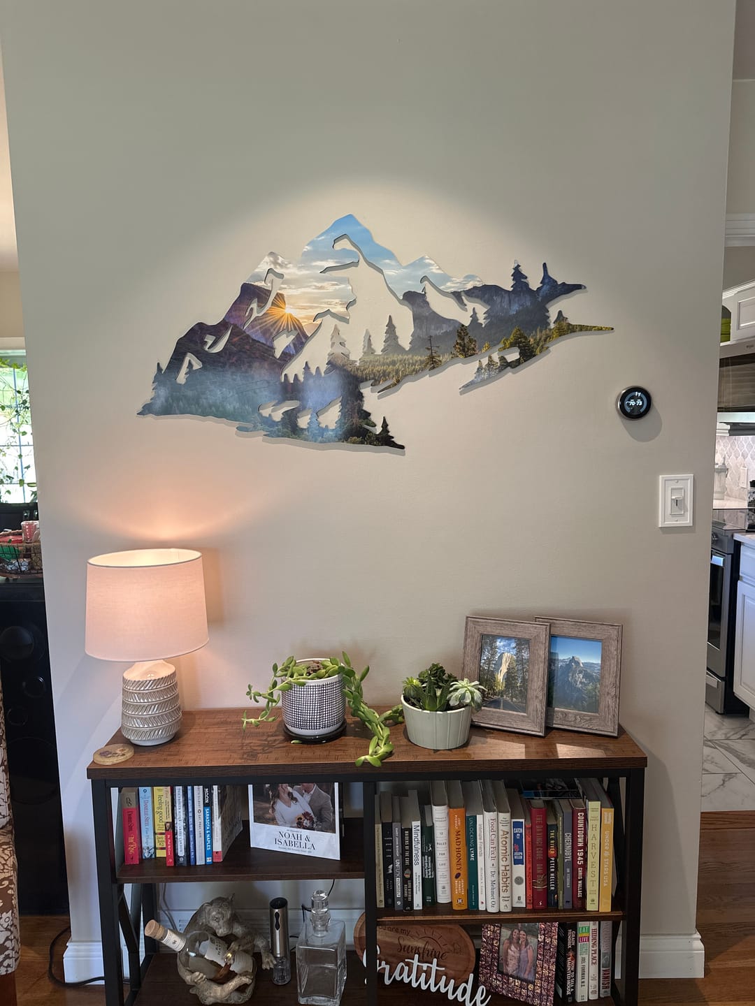 Customer photo review of Yosemite Mountain Range View Metal Wall Art – National Park Wall Decor