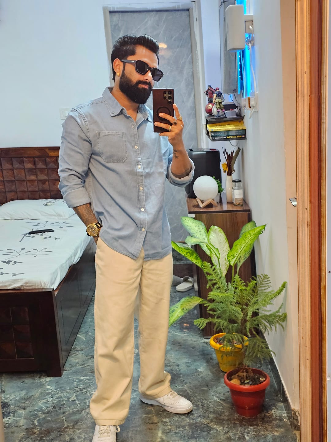 Customer photo review of Blue Washed Denim Shirt