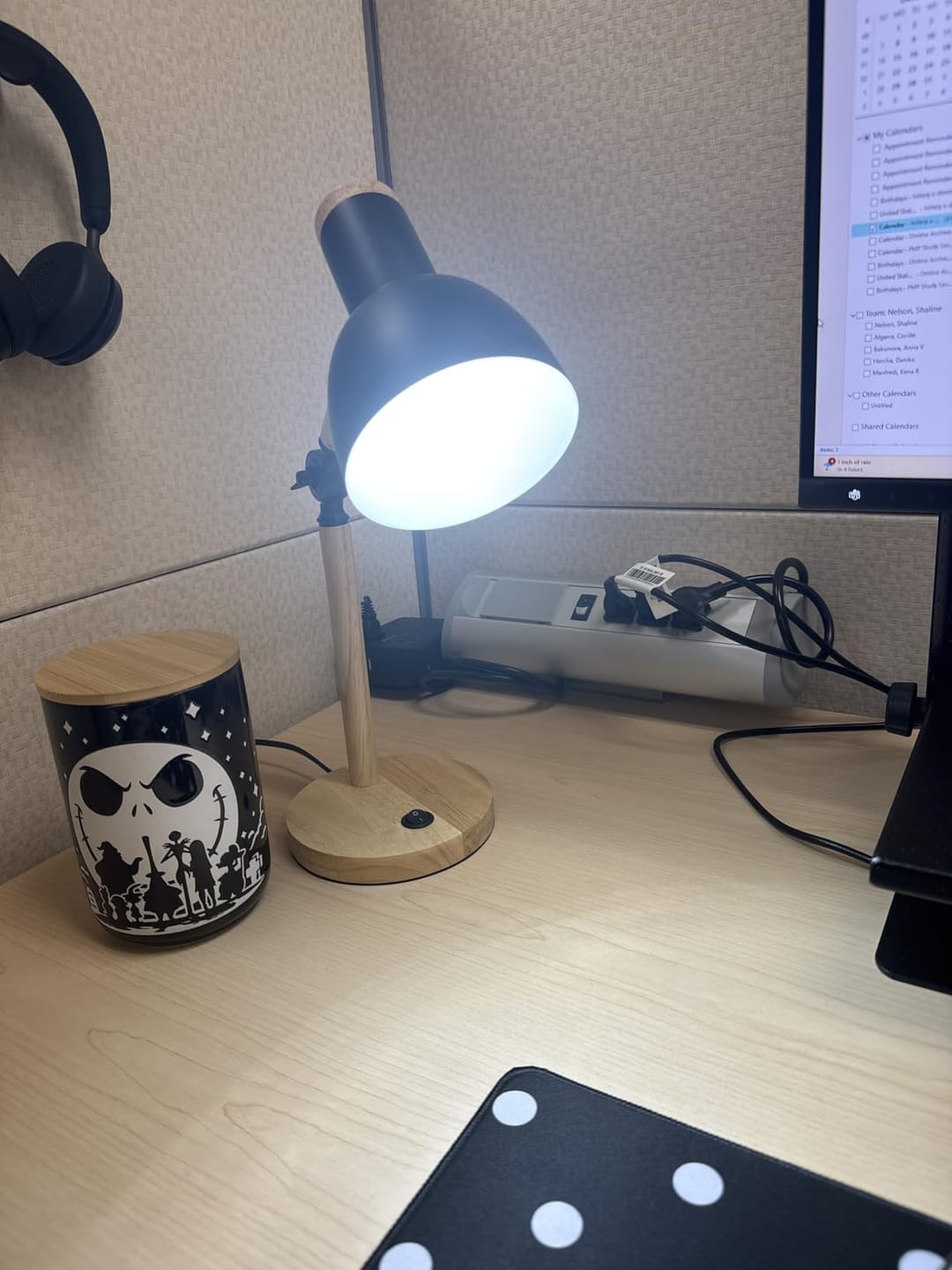 Customer photo review of Adjustable Desk Lamp | Rubberwood Base with Tilting Metal Shade | Takes E27 Bulb, 5 Colors, Study & Bedroom