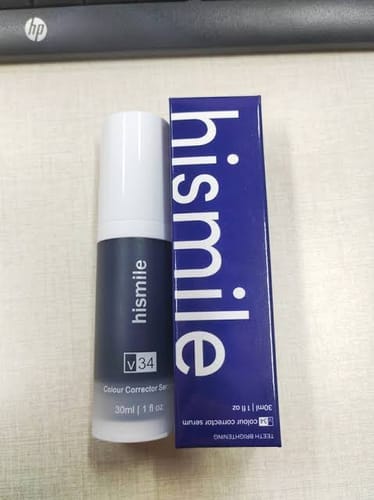 Customer photo review of Teeth Whitening Bundle: V34 Colour Corrector Serum + Dazzling White Pen