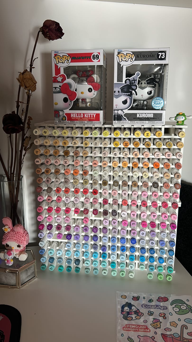 Customer photo review of Ohuhu Honolulu 216 Colors Dual Tips Alcohol Art Markers (New Color Codes)