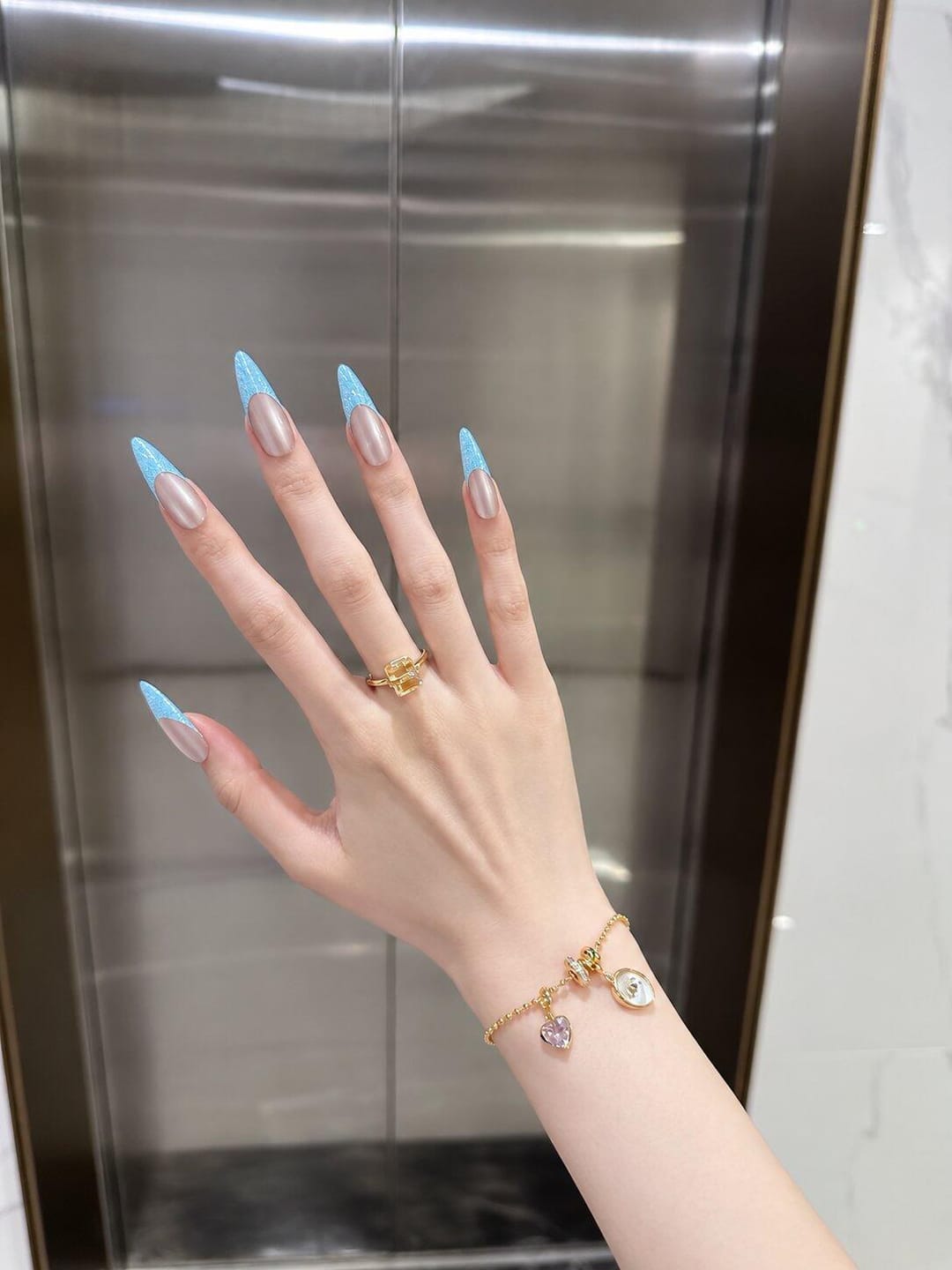 Customer photo review of Cat-Eye French Blue | Extra Long Almond
