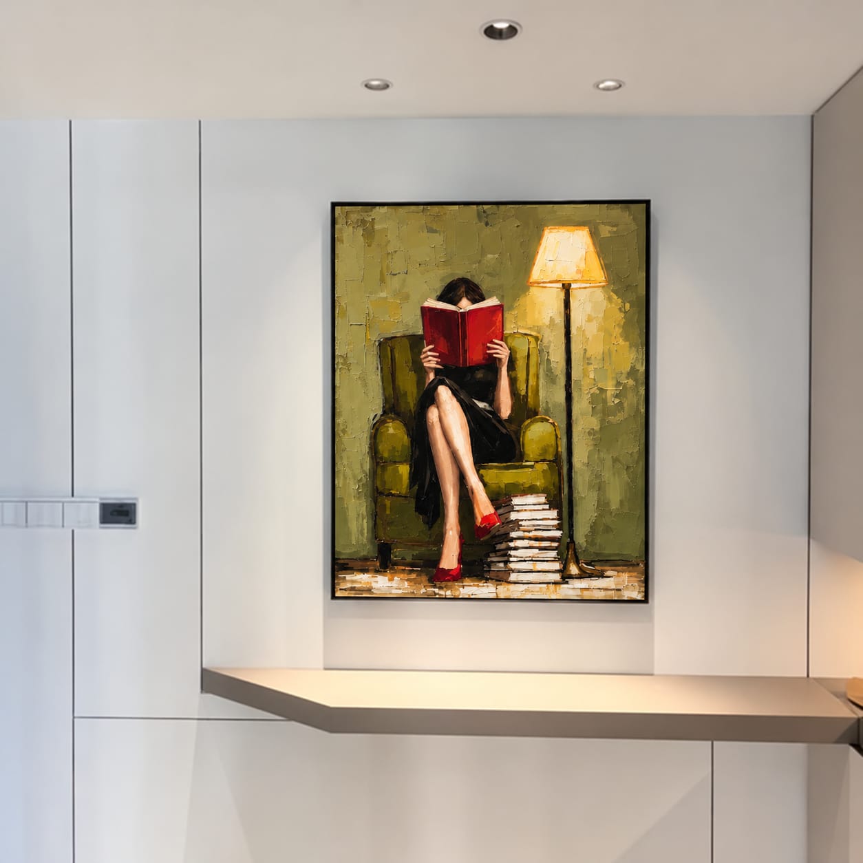 Customer photo review of Quiet Reading Moment-Literary Woman Oil Painting