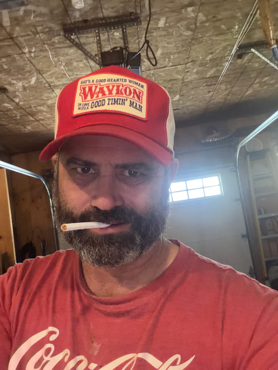 Customer photo review of Seager x Waylon Jennings Good Hearted Woman Snapback Hat - Red