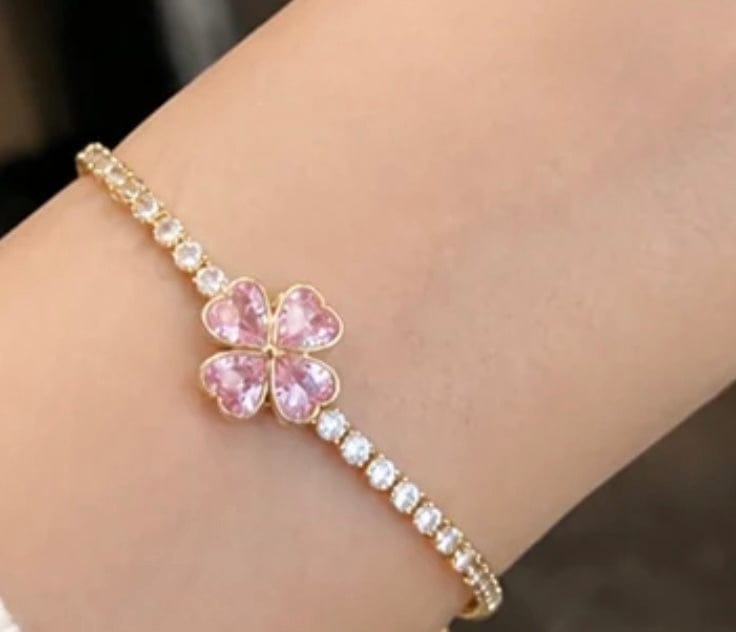 Customer photo review of Pink Zircon Spinning Flower Charm Bracelet