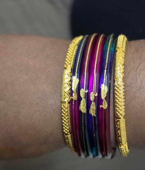 Customer photo review of "Mayur A Colorful Peacock Style!" - 916 22k Gold Bangles (Multicolour)