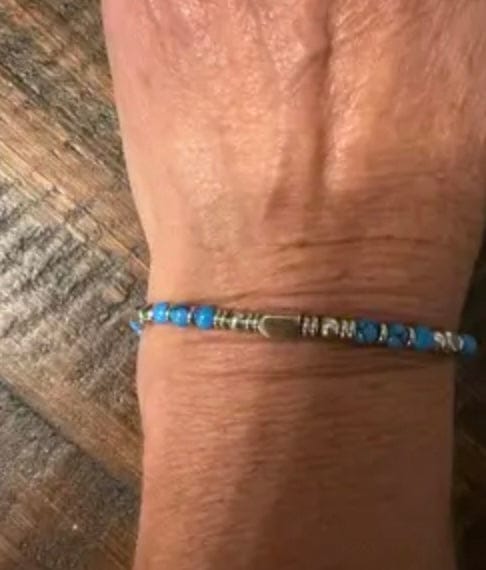 Customer photo review of 4mm Beaded Bracelet for Women & Men, Stainless Steel Pink Crystal, Obsidian, Tiger's Eye & Turquoise Friendship Anxiety Silver Bracelet