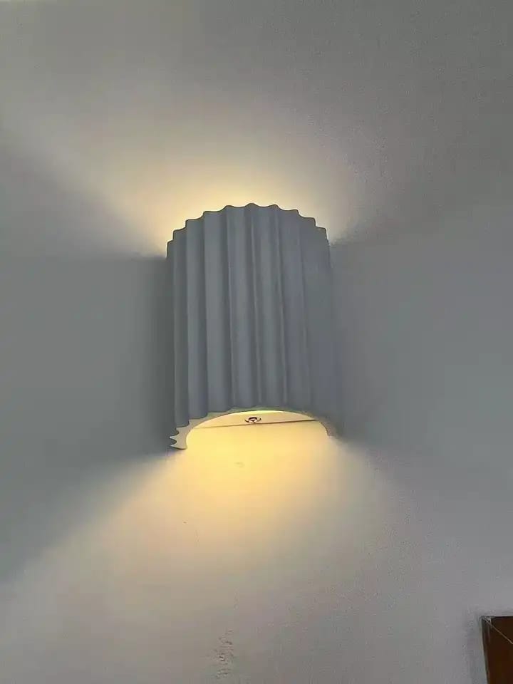 Customer photo review of Resin Wall Sconce | Ribbed Nordic Design, Takes E27 Bulb | 6.5 in Ambient Wall Light in 4 Colors