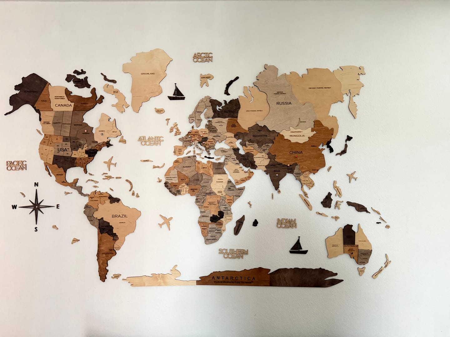 Customer photo review of 3D Wooden World Map Multicolor