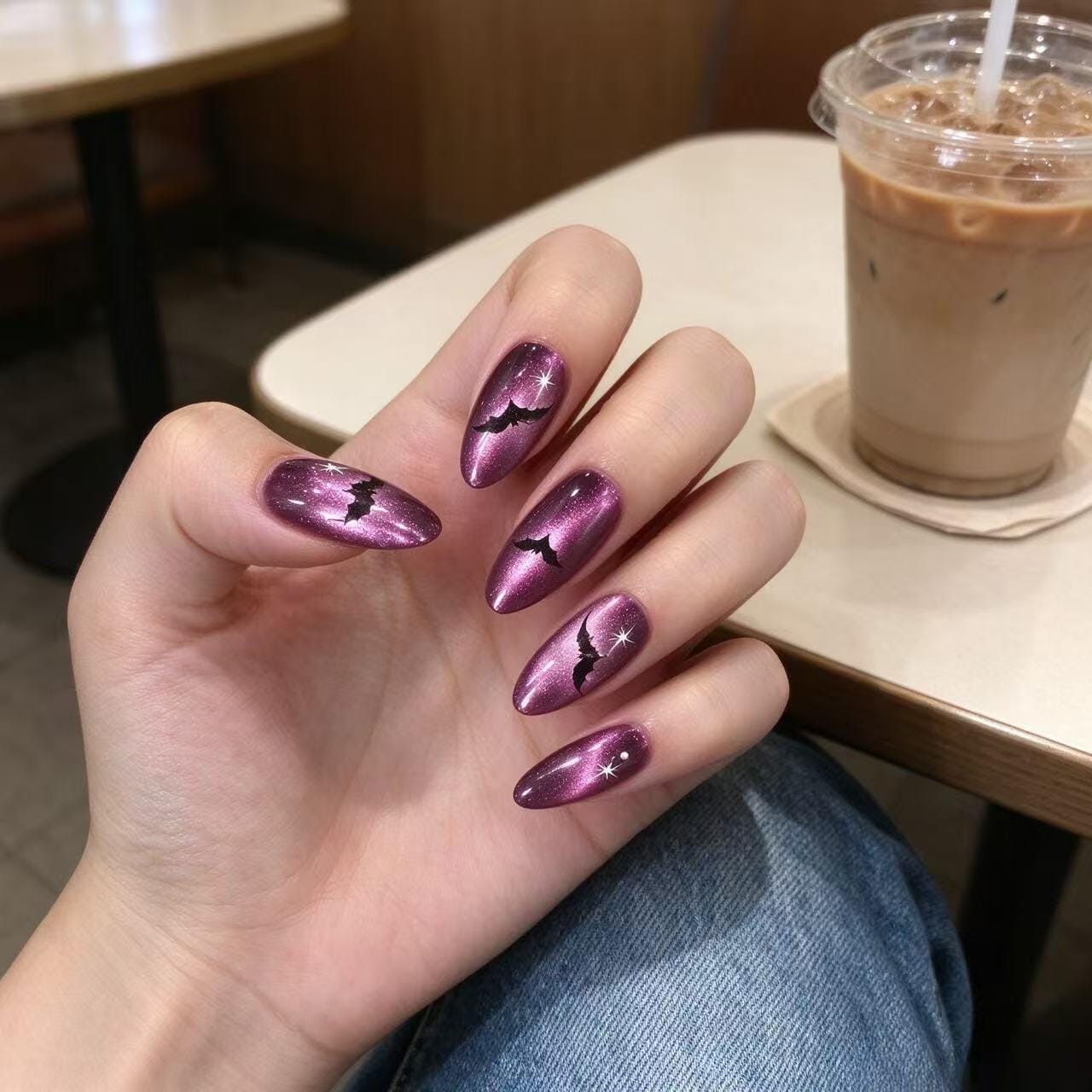 Customer photo review of Purple Bat Glam | Medium-Long Almond