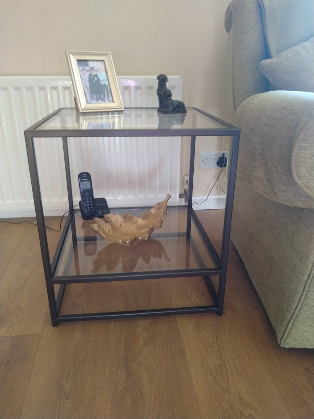 Customer photo review of Aria Glass Metal Side Table - Dark Bronze