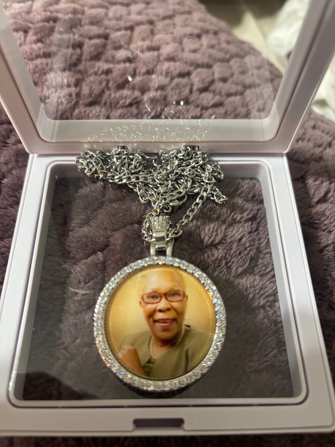 Customer photo review of Mens Iced Circle Photo Pendant