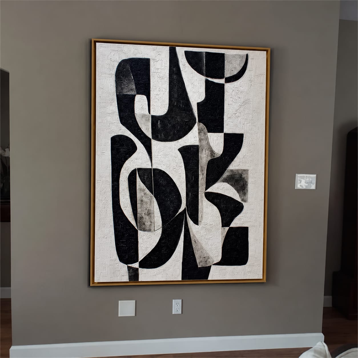 Customer photo review of Graphic Rhythm-Black White Abstract Painting