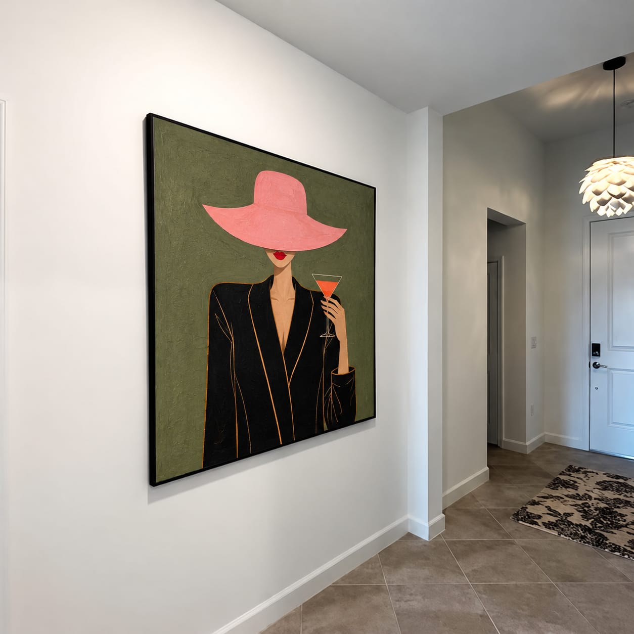 Customer photo review of Pink Brim-Martini Woman Portrait Painting