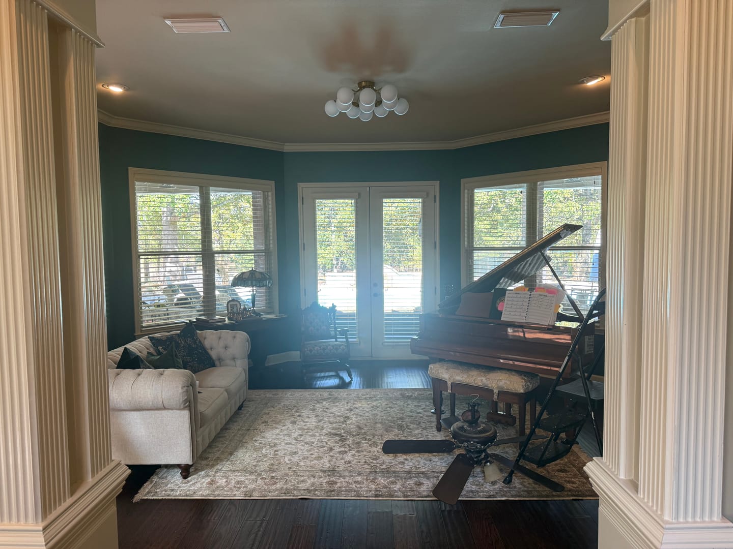 Customer photo review of Bloom Brass Frosted Glass Bubble Semi Flush Chandelier