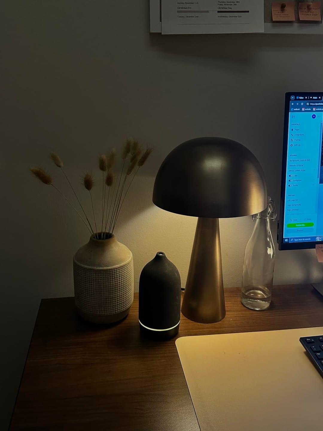 Customer photo review of Brushed Metal Mushroom Lamp | Cordless Rechargeable LED, 8.1 in | Touch Dimming Bedside Lamp, Gold or Silver