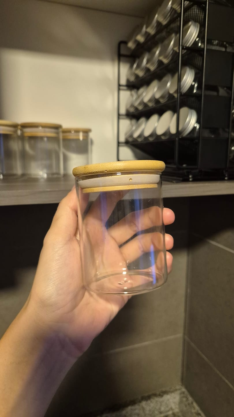 Customer photo review of 12 Frascos Especias Con Tapa De Bambú + Etiquetas Adhesivas
