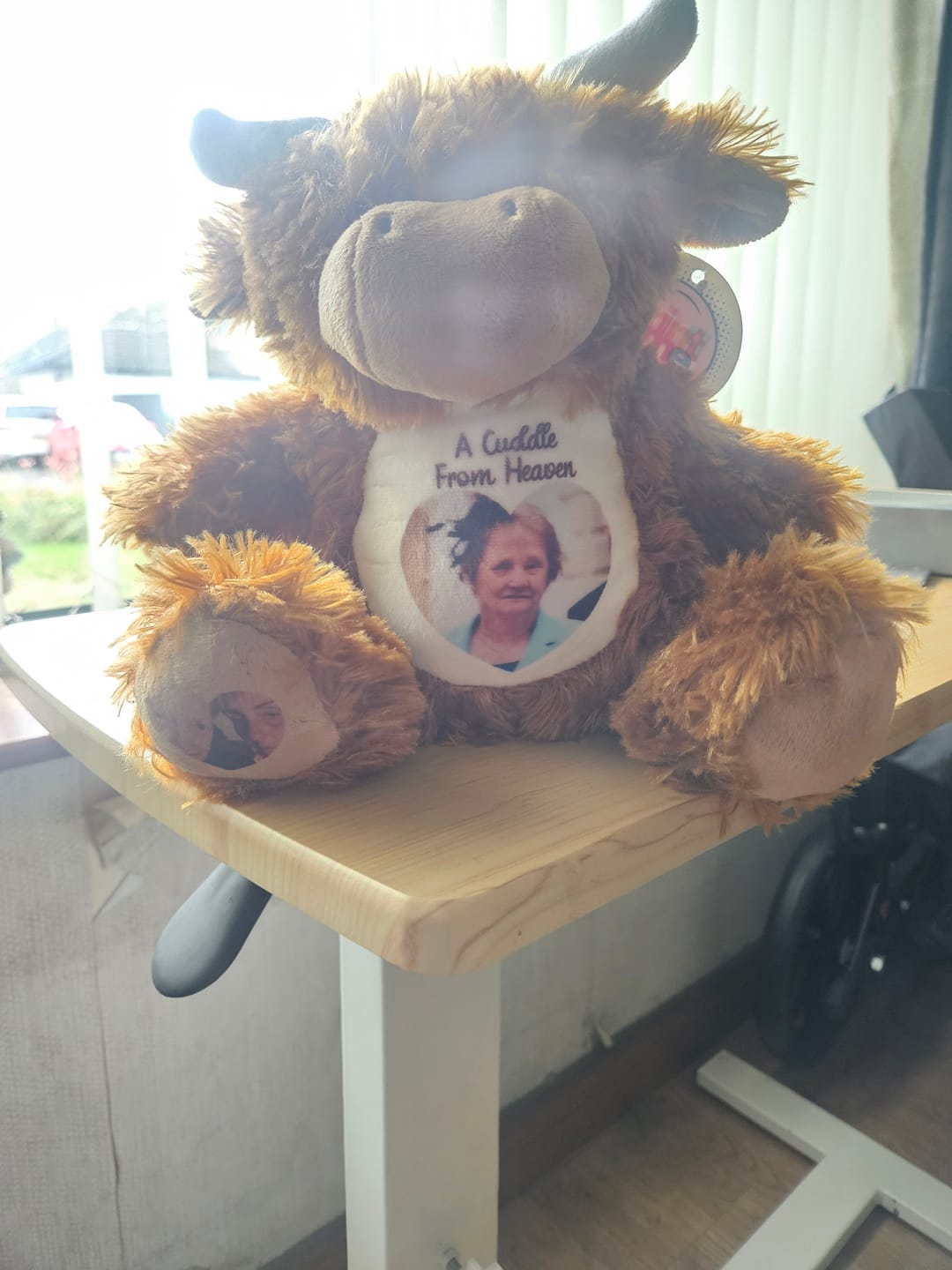 Customer photo review of A Cuddle from Heaven Personalised Photo Teddy Bear
