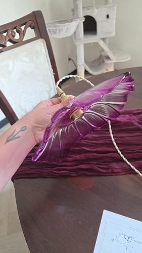 Customer photo review of Flower Glass Pendant Light | 11 in Plug-In Shade in Pink, Clear or Green | 177 in Cord, Sloped Ceiling Ready