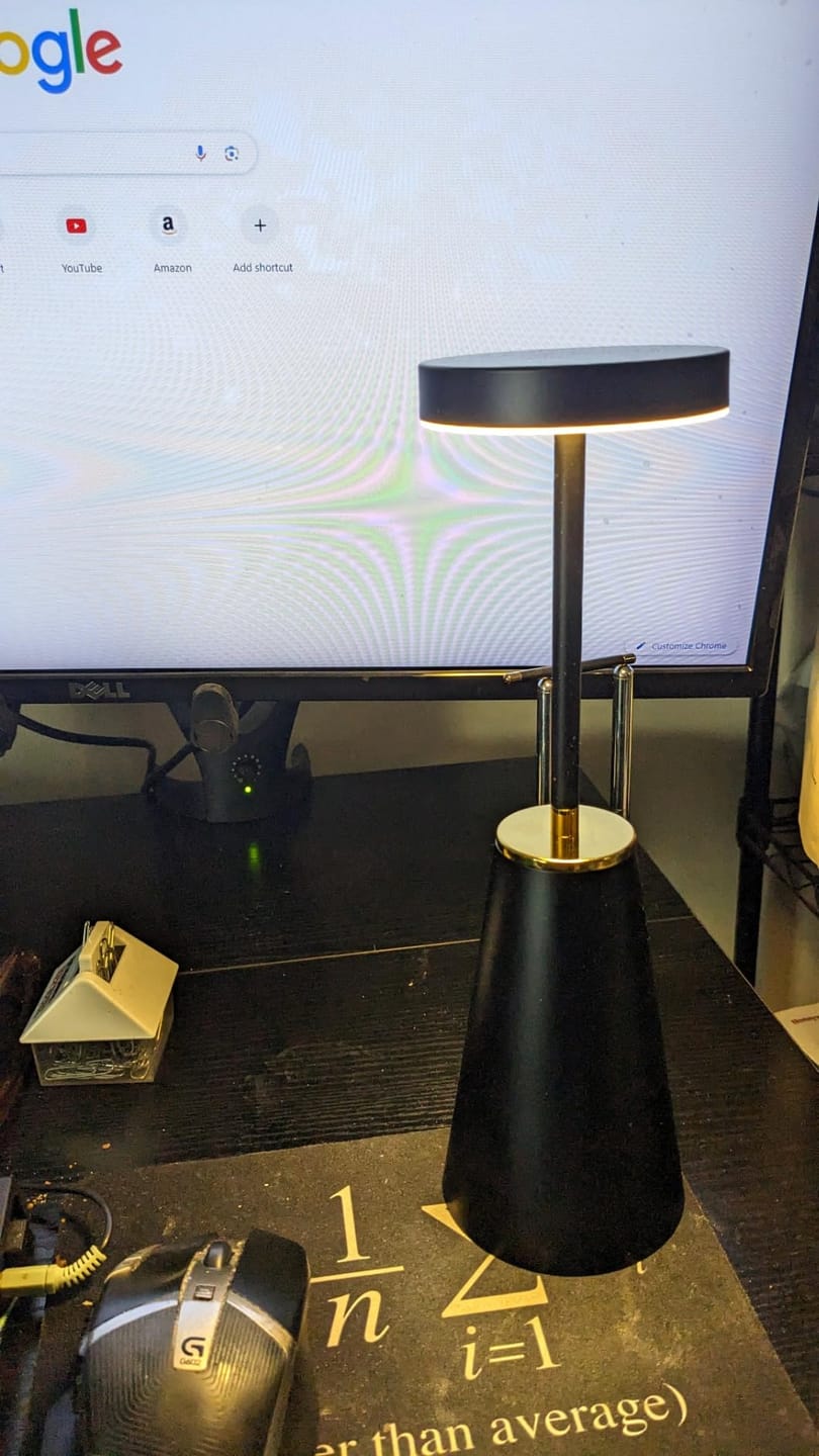 Customer photo review of Slim Rechargeable Lamp | Stepless Touch Dimming, 4000mAh Battery | 11.8 in Metal Cordless, Black or White