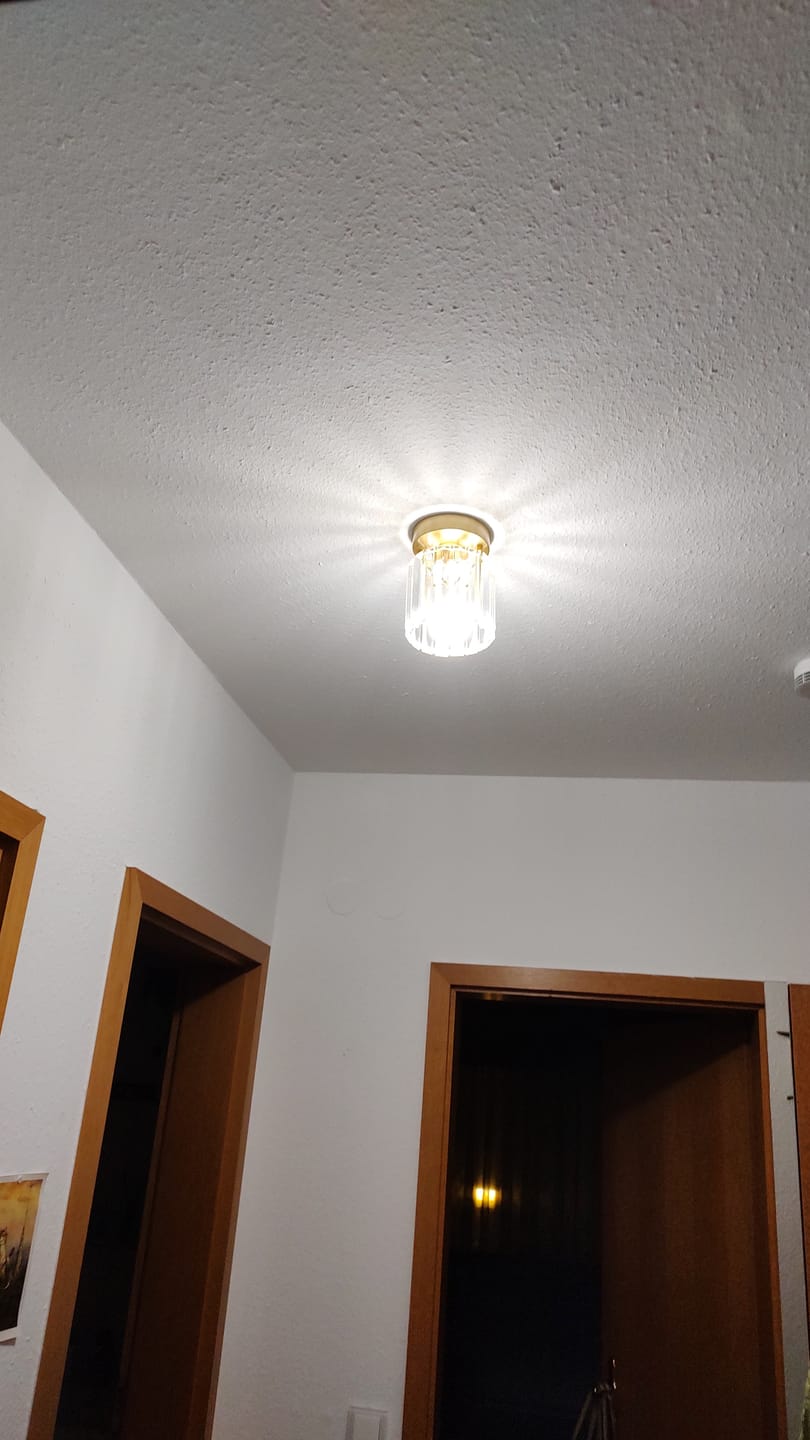 Customer photo review of Small Simple Clear Crystal Shade Cylinder Ceiling Light