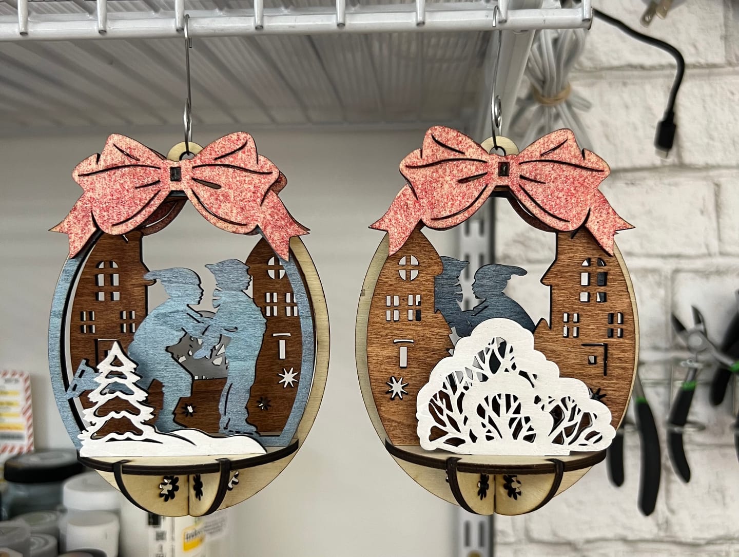 Customer photo review of 3D Christmas Tree Ball 4 Ornaments SVG Laser Cut