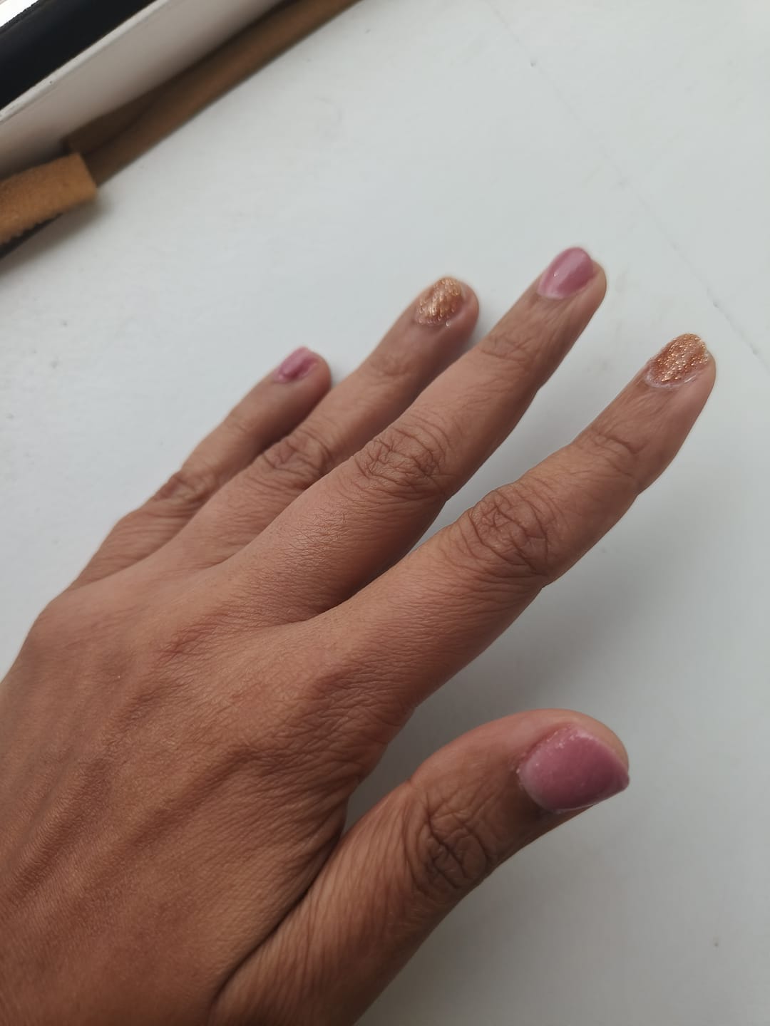 Customer photo review of Champagne Gold Dipping Powder