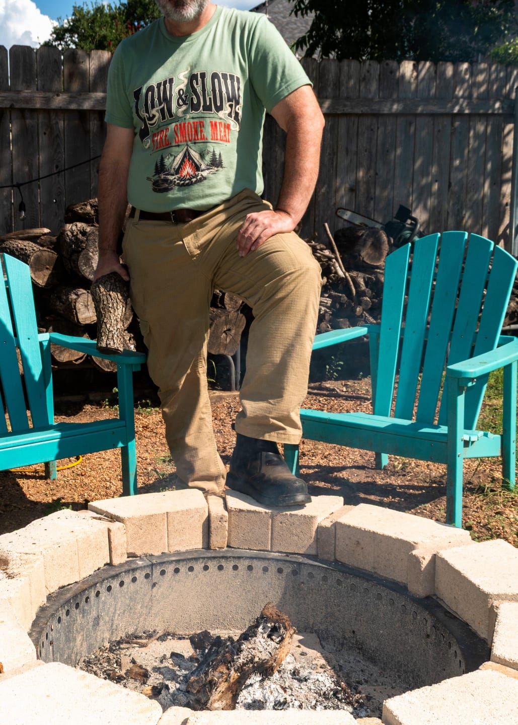 Customer photo review of Low and Slow Camp Cooking t-shirt
