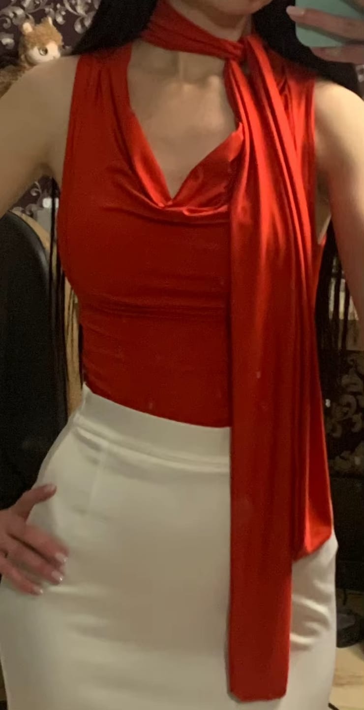 Customer photo review of Camille Draped Halter Top