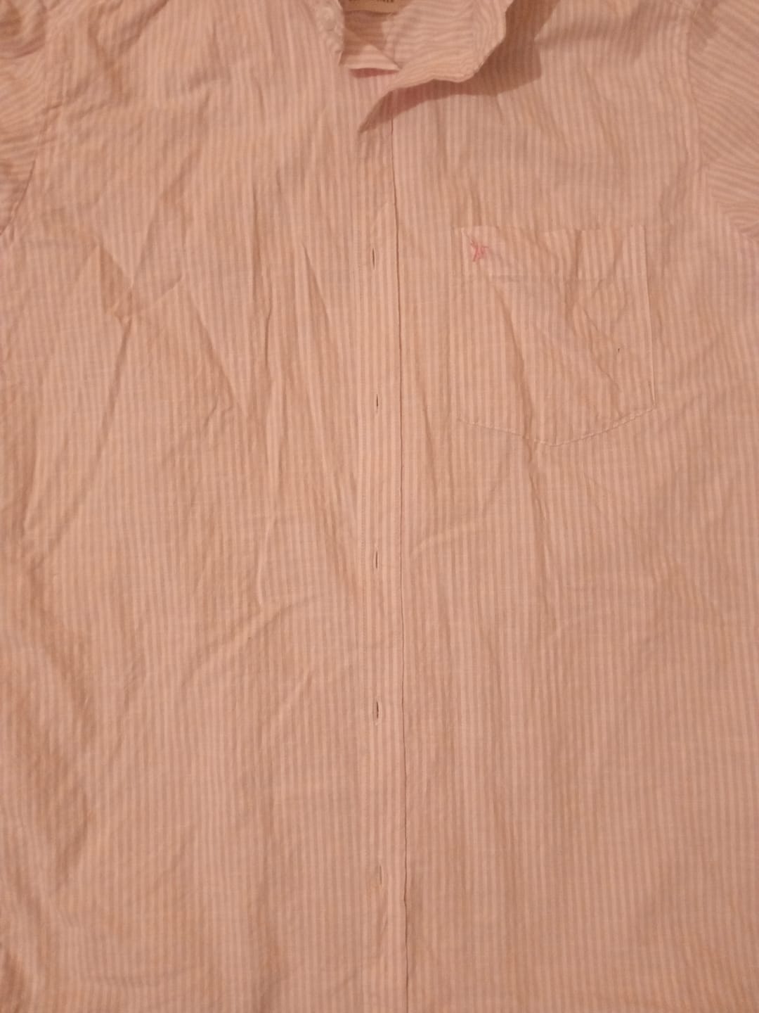 Customer photo review of Soft Pink Mini Stripes -Full-Cotton Linen Shirt