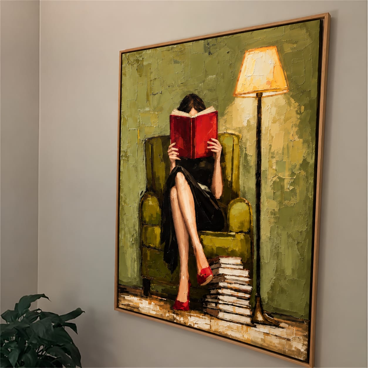 Customer photo review of Quiet Reading Moment-Literary Woman Oil Painting