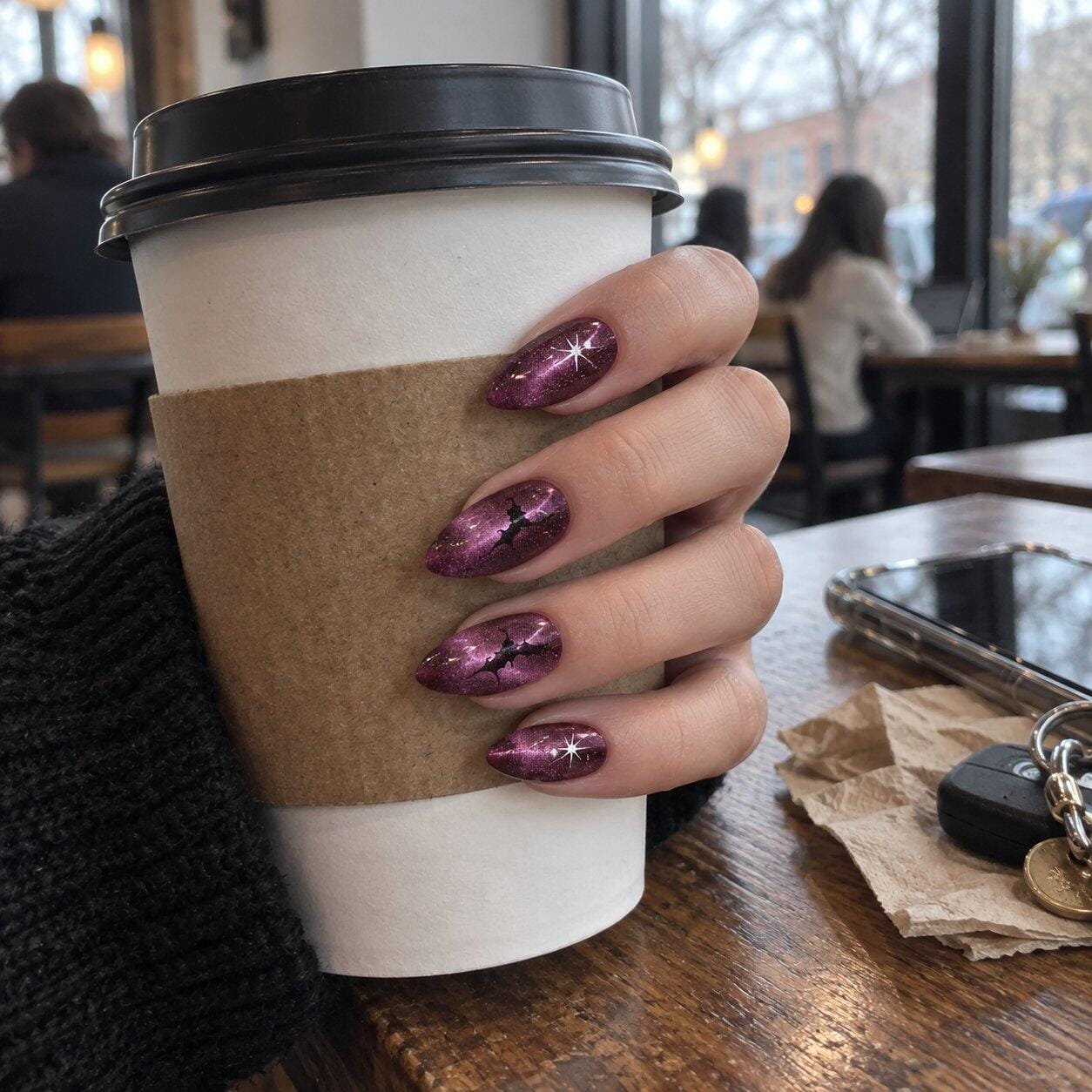 Customer photo review of Purple Bat Glam | Medium-Long Almond